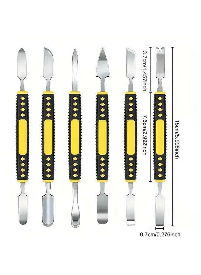 GOXAWEE 6pcs Heavy Duty Pry Bar Tool Kit Serrated Non Serrated Tips For Phone TV Appliance Repair - Image 4