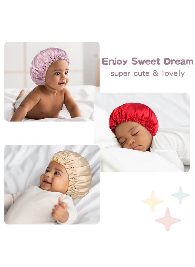 Fittia Baby Bonnet Toddler Bonnets Satin Hair Bonnet For Sleeping Adjustable For 636 Months Infant 12 Years Girls&Boys Pink Purple - Image 4