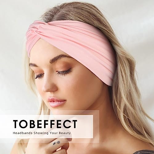 Tobeffect Wide Headbands for Women, 7'' Extra Large Turban Headband Boho Cloth Hairband Colorful Hair Twisted Knot Accessories, 6 Pack - Image 5