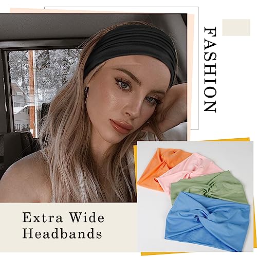 Tobeffect Wide Headbands for Women, 7'' Extra Large Turban Headband Boho Cloth Hairband Colorful Hair Twisted Knot Accessories, 6 Pack - Image 3