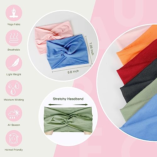 Tobeffect Wide Headbands for Women, 7'' Extra Large Turban Headband Boho Cloth Hairband Colorful Hair Twisted Knot Accessories, 6 Pack - Image 2