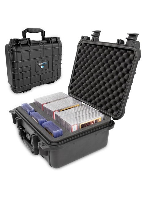 CASEMATIX Graded Card Storage Box Compatible with 40+ BGS PSA Sports Trading Cards with Top loader Card Storage Case Front Compartment, Waterproof Graded Card Case For Slabs and Toploaders