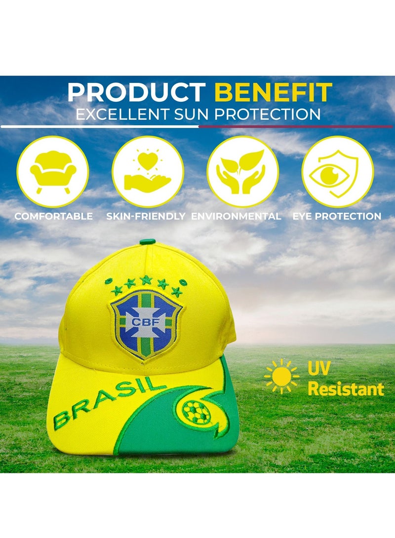 Generic Football Brazil Team Caps -Unisex Caps -Pure Cotton Men Hat -Soccer Caps Outdoor Sports Sun Caps -National Pride Soccer Ball Brazil Team Caps -Country Adjustable Football Hat - Image 4