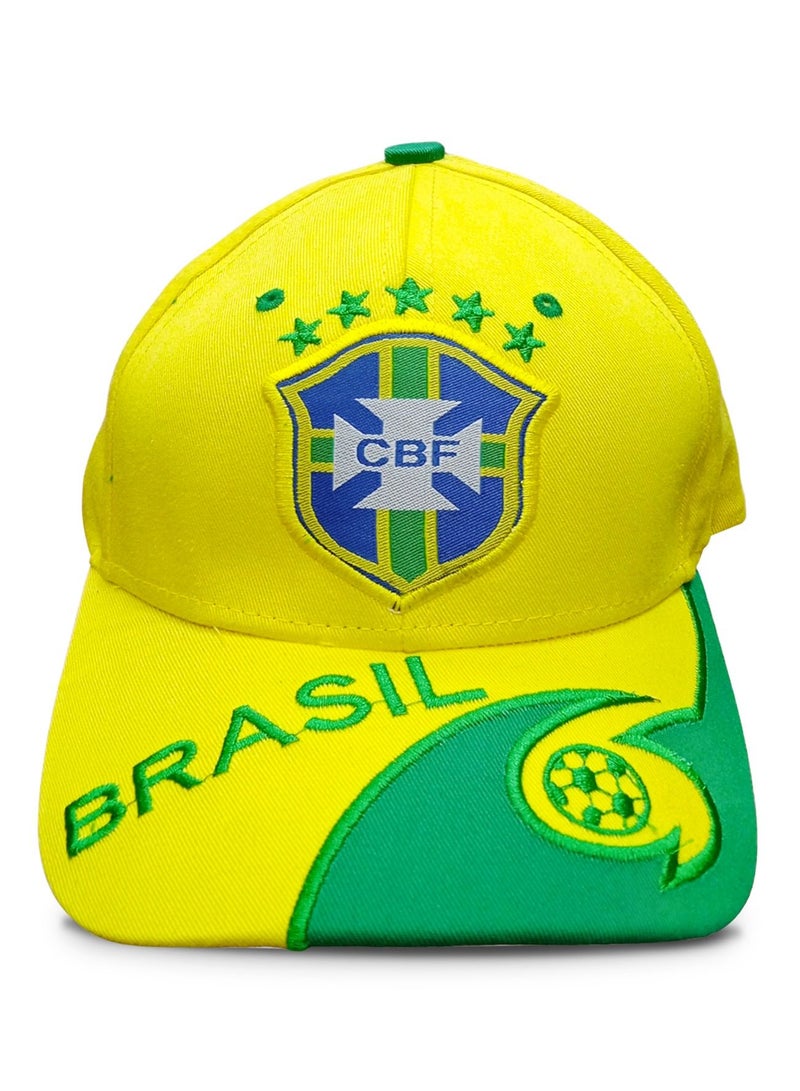 Generic Football Brazil Team Caps -Unisex Caps -Pure Cotton Men Hat -Soccer Caps Outdoor Sports Sun Caps -National Pride Soccer Ball Brazil Team Caps -Country Adjustable Football Hat - Image 1