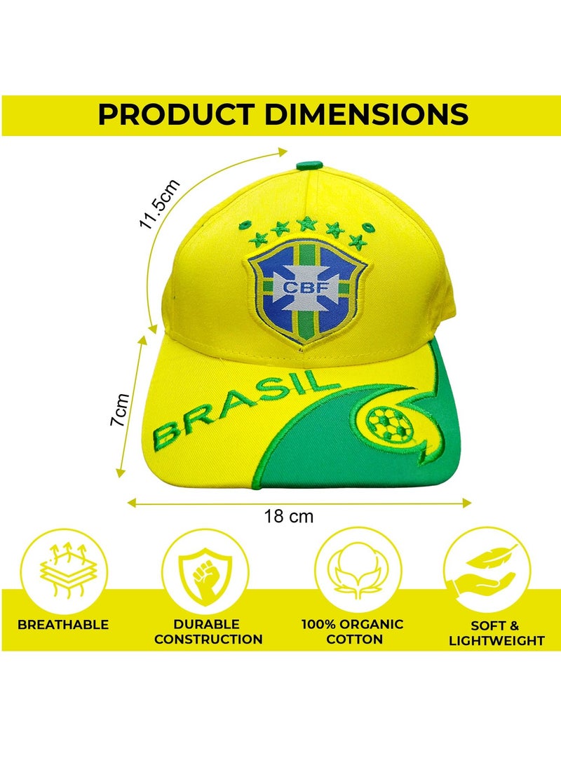 Generic Football Brazil Team Caps -Unisex Caps -Pure Cotton Men Hat -Soccer Caps Outdoor Sports Sun Caps -National Pride Soccer Ball Brazil Team Caps -Country Adjustable Football Hat - Image 2