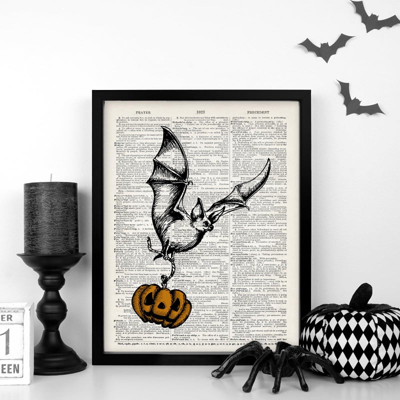 Whaline Whaline 6Pcs Skeleton Wall Art Prints 8x10 Inch Vintage Halloween Wall Decor Skeleton Bat Spooky Gothic Home Decor Wall Art for Halloween Gallery Wall Home Living Room Bedroom Decor (UNFRAMED)  - Image 4