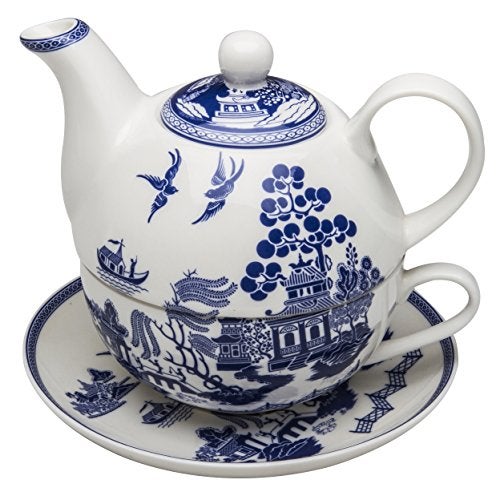 Grace Teaware Porcelain 4-Piece Tea for One (Blue Willow) - Image 1