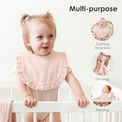 MairMore 8-Pack Muslin Baby Bandana Drool Bibs for Unisex Girls & Boys – 100% Cotton Bibs, Soft & Absorbent Teething and Drooling Essentials for Newborns - Image 5