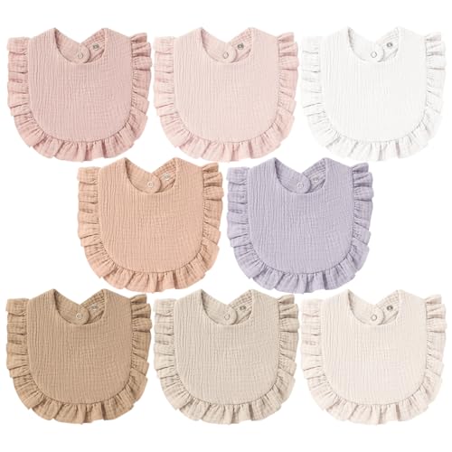MairMore 8-Pack Muslin Baby Bandana Drool Bibs for Unisex Girls & Boys – 100% Cotton Bibs, Soft & Absorbent Teething and Drooling Essentials for Newborns - Image 1
