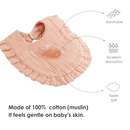 MairMore 8-Pack Muslin Baby Bandana Drool Bibs for Unisex Girls & Boys – 100% Cotton Bibs, Soft & Absorbent Teething and Drooling Essentials for Newborns - Image 2
