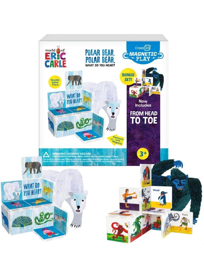 مجموعة إضافية من بلاط مغناطيسية على شكل دب قطبي من تصميم إريك كارل من الرأس إلى القدمين من CreateOn، مجموعة بناء للأطفال، ألعاب بناء مغناطيسية للأطفال، ألعاب STEM للأولاد والبنات من سن 3 سنوات فما فوق، 24 قطعة - Image 1