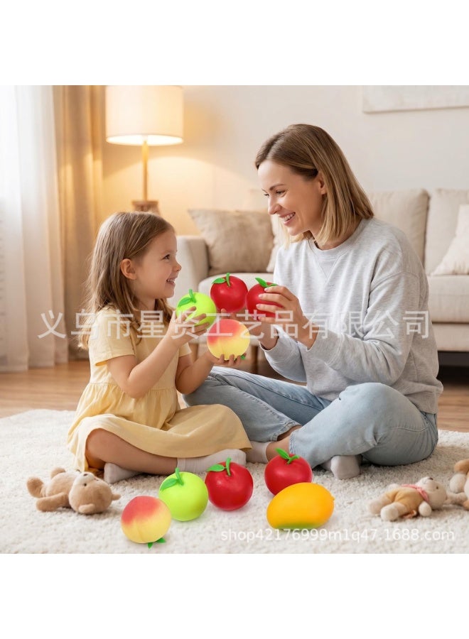 RedMapleTEK 6 Pack Fruit Squishy Stress Relief Toys, Slow Rebound Squeeze Toys, Realistic Apple Peach Mango Sensory Fidget Toys for Kids & Adults - Image 5