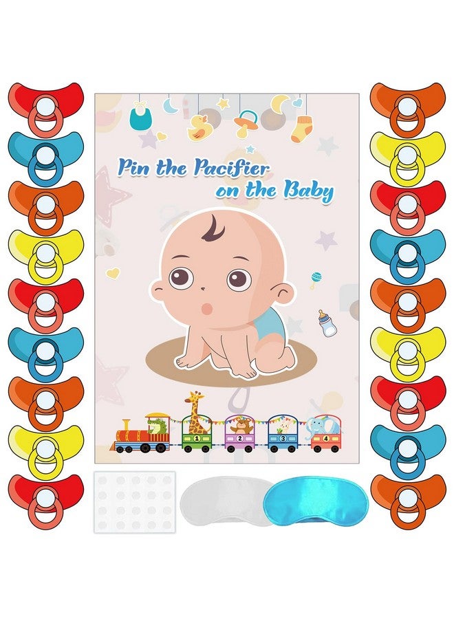 تي-أنتريكس لعبة تثبيت المصاصة على الطفل - ألعاب حفلات استقبال المولود مع ملصق مقاس 21 بوصة × 28 بوصة، لوازم حفلات المصاصات القابلة لإعادة الاستخدام للأطفال ومجموعات هدايا حفلات أعياد الميلاد - Image 1