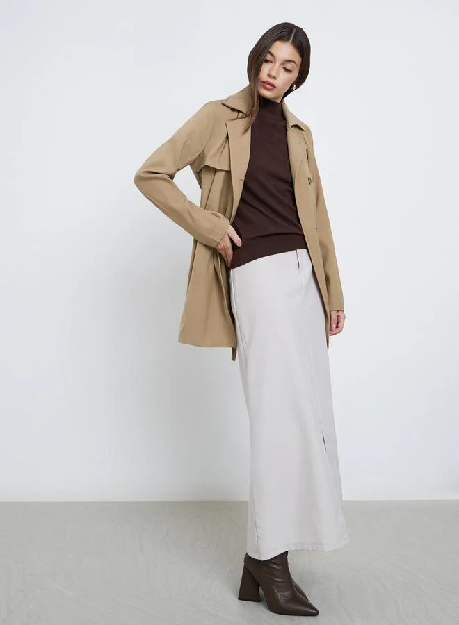 Styli Styli Beige Longline Trench Coat