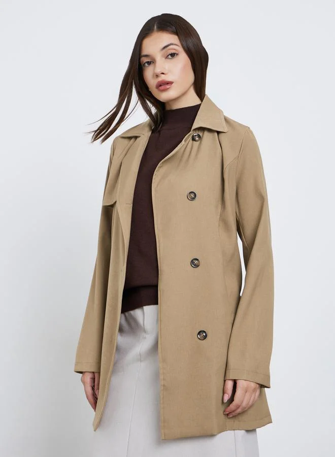 Styli Beige Longline Trench Coat