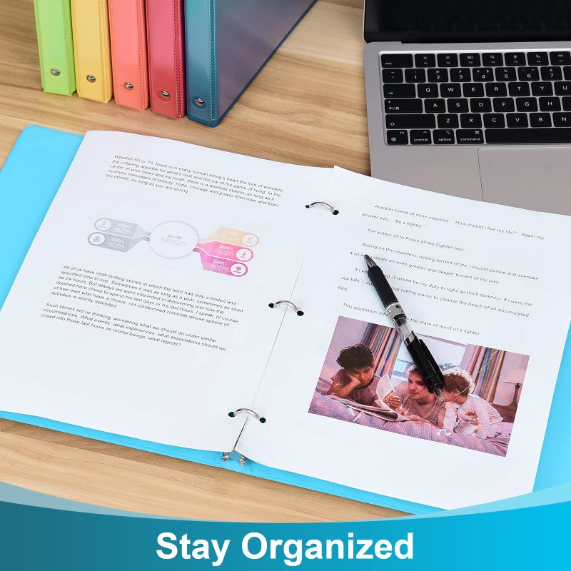 SUIN 0.5-inch 3-Ring Binder with 2 Interior Pockets, 0.5'' Basic Binders Holds US Letter Size 8.5'' x 11''for Office/Home/Back to School, 6 Pack (Assorted 6 Colors) - Image 5