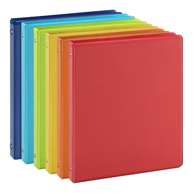 SUIN 0.5-inch 3-Ring Binder with 2 Interior Pockets, 0.5'' Basic Binders Holds US Letter Size 8.5'' x 11''for Office/Home/Back to School, 6 Pack (Assorted 6 Colors) - Image 1
