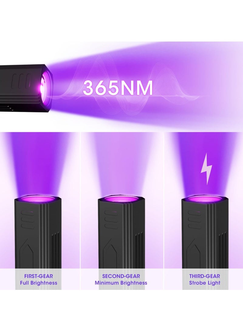 UV Flashlight, 365nm LED Blacklight, Portable Rechargeable UV Flashlight for Quickly Identify Cat Moss, Pet Urine Detection, Bed Bug, Scorpion Searching, Resin Curing - Image 3