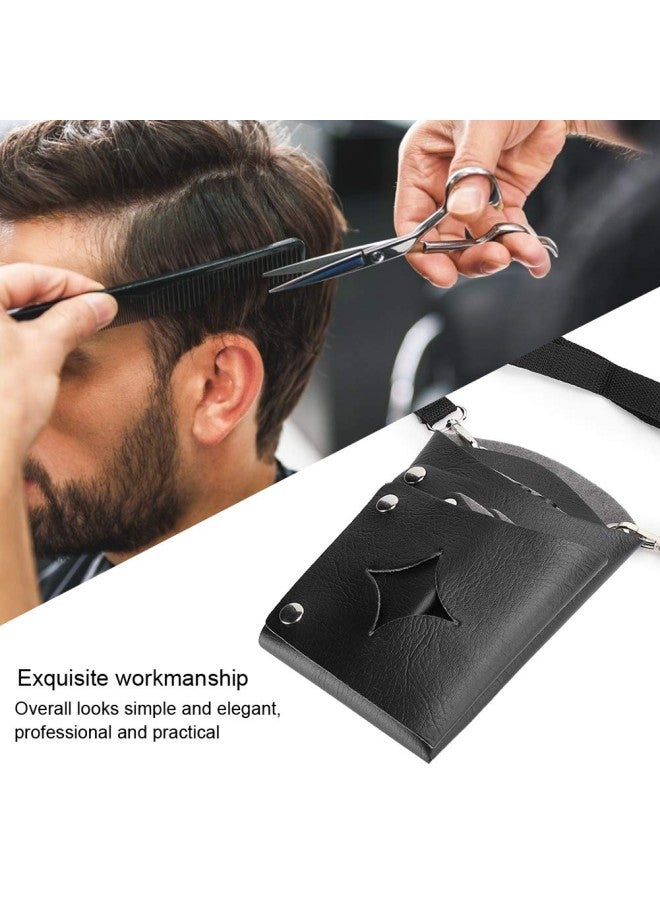 klarako Professional PU Leather Scissors Bag, Hair Clip Comb Scissor Shear Pouch Holster with Waist Shoulder Belt for Hairdressers Tool Storage Waist Bag  - Image 3