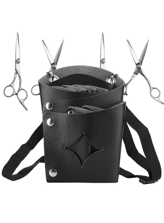 klarako Professional PU Leather Scissors Bag, Hair Clip Comb Scissor Shear Pouch Holster with Waist Shoulder Belt for Hairdressers Tool Storage Waist Bag  - Image 1