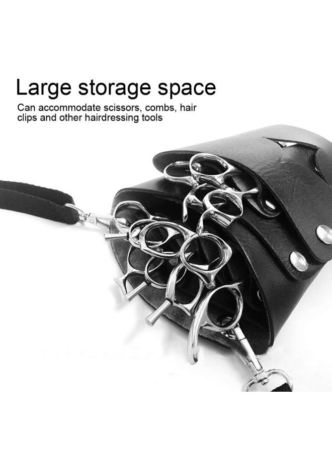 klarako Professional PU Leather Scissors Bag, Hair Clip Comb Scissor Shear Pouch Holster with Waist Shoulder Belt for Hairdressers Tool Storage Waist Bag  - Image 4