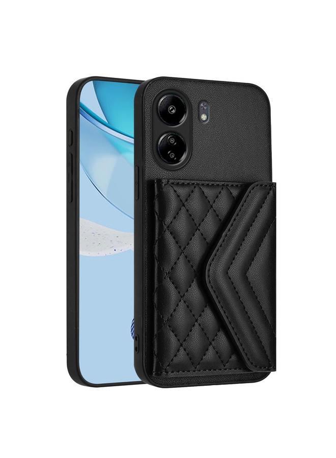 erorex Case For Redmi 13C 4G Global Rhombic Texture Card Bag RFID Phone Case with Long Lanyard - Image 3