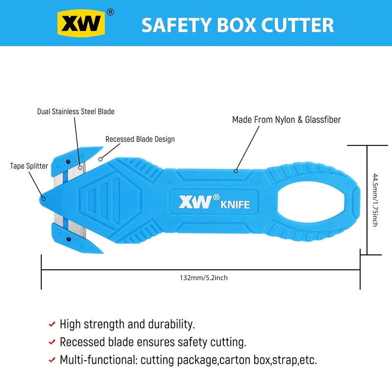 XW Safety Box Cutter of Stainless Steel Blade, Carton and Package Opener of Assorted Colors, 12-Pack - Image 3