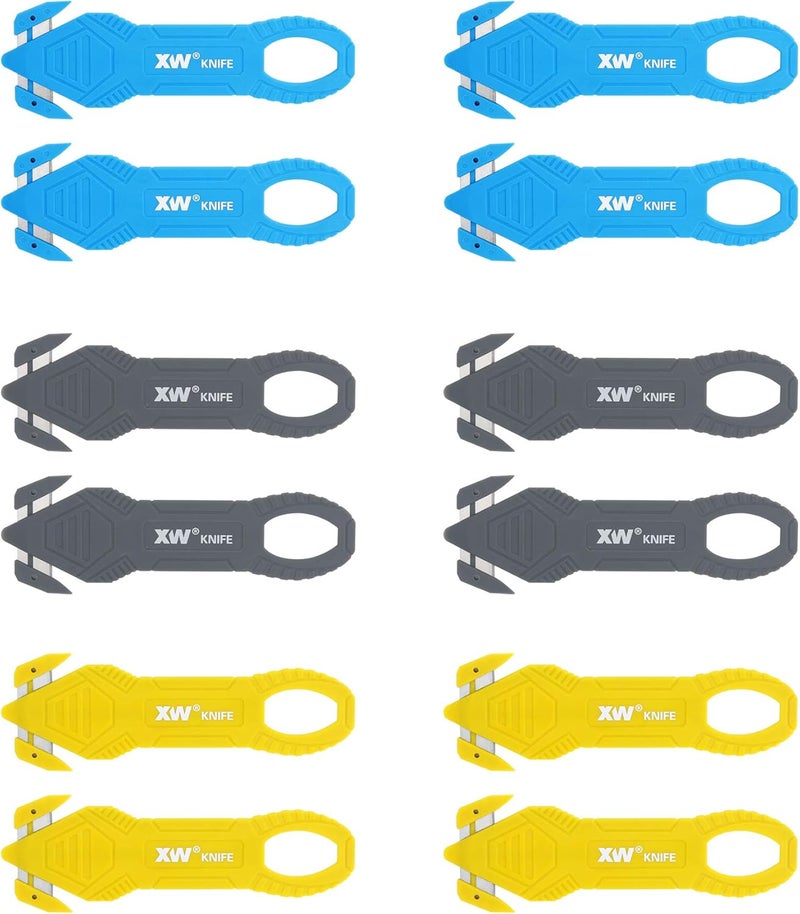 XW Safety Box Cutter of Stainless Steel Blade, Carton and Package Opener of Assorted Colors, 12-Pack - Image 1