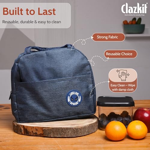 Clazkit Insulated Storage Cotton Lunch Bag, Suitable for Travel, Office, School, Color May Vary - Image 5