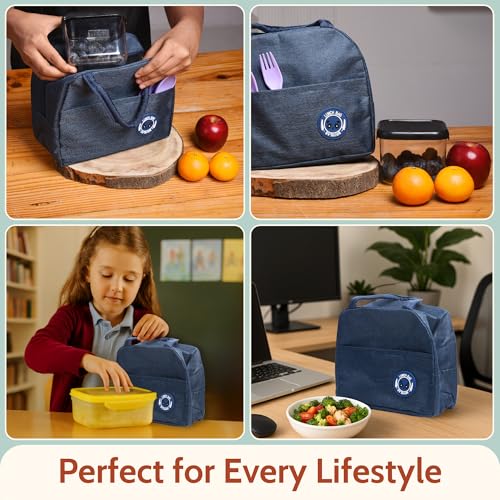 Clazkit Insulated Storage Cotton Lunch Bag, Suitable for Travel, Office, School, Color May Vary - Image 4