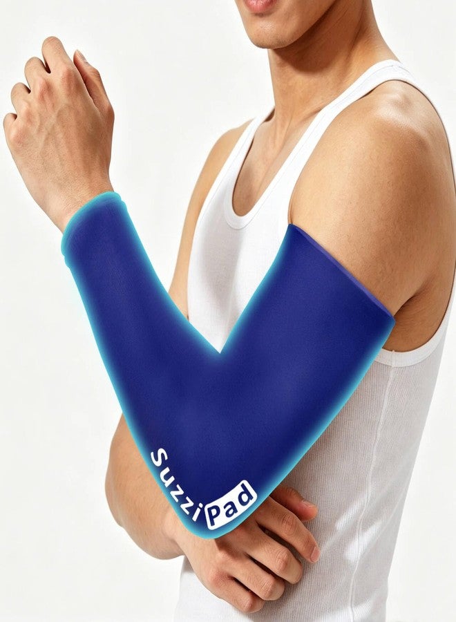 Suzzipad Extended-Length Elbow Ice Pack for Pitchers, Flexible Arm ice Pack Sleeve, 360° Reusable Gel Wrap for Upper Arm, Wrist, Shin Splint, Tendonitis and Golfers Relief, Blue, Medium - Image 1