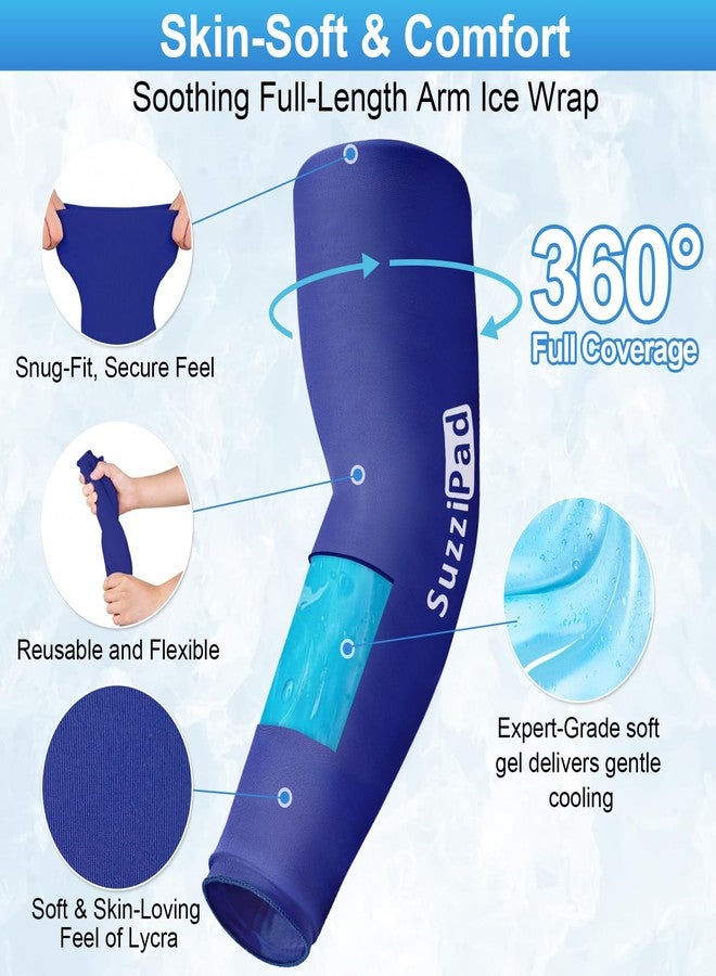 Suzzipad Extended-Length Elbow Ice Pack for Pitchers, Flexible Arm ice Pack Sleeve, 360° Reusable Gel Wrap for Upper Arm, Wrist, Shin Splint, Tendonitis and Golfers Relief, Blue, Medium - Image 3