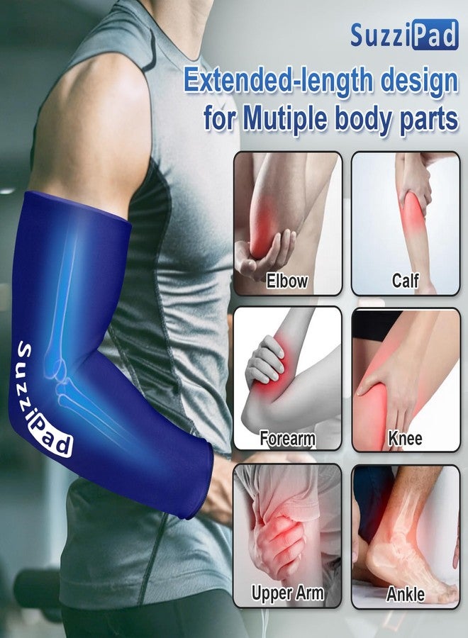 Suzzipad Extended-Length Elbow Ice Pack for Pitchers, Flexible Arm ice Pack Sleeve, 360° Reusable Gel Wrap for Upper Arm, Wrist, Shin Splint, Tendonitis and Golfers Relief, Blue, Medium - Image 2