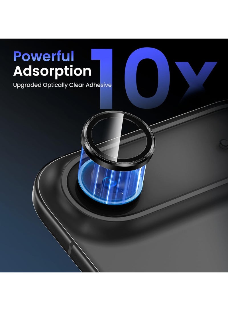 حامي عدسة الكاميرا لجهاز آيفون إير [حماية من السقوط] [تغطية كاملة] [معدن ثلاثي الأبعاد] [متوافق مع الجراب] غطاء زجاجي مقسى للكاميرا — أسود - Image 3