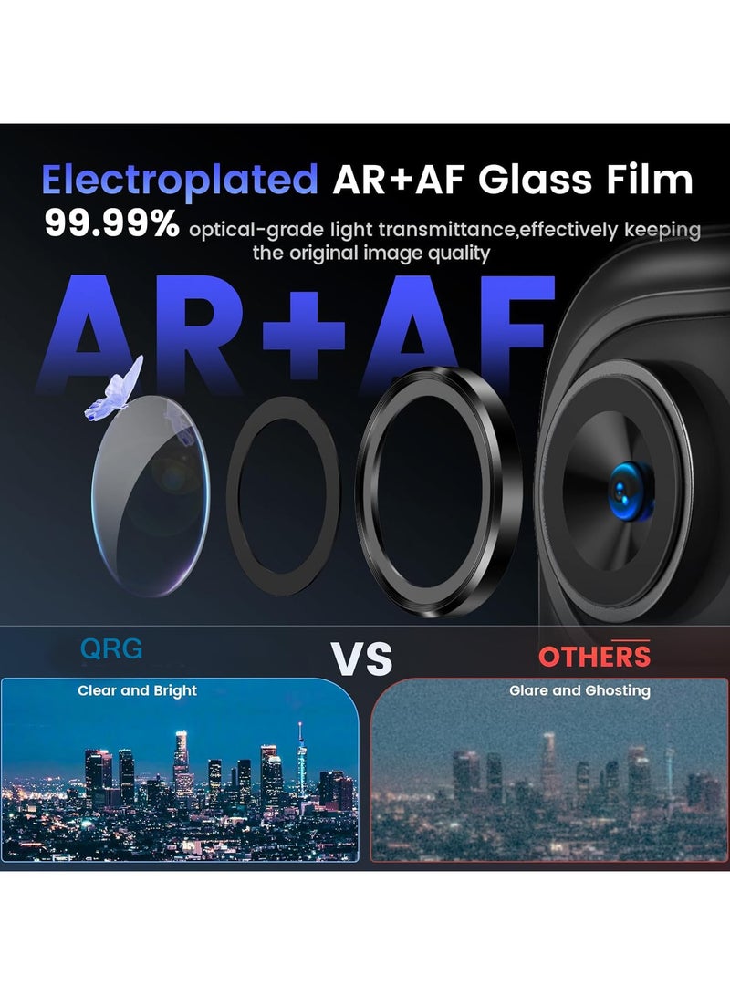 حامي عدسة الكاميرا لجهاز آيفون إير [حماية من السقوط] [تغطية كاملة] [معدن ثلاثي الأبعاد] [متوافق مع الجراب] غطاء زجاجي مقسى للكاميرا — أسود - Image 2