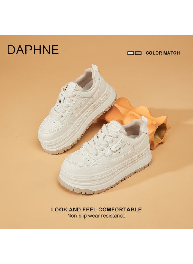 Daphne Thick-soled White Sneakers For Women, New Style Lace-up Shoes, Summer Fashion Versatile Skateboard Shoes For Wome - Image 2