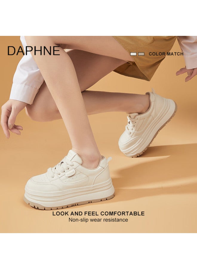 Daphne Thick-soled White Sneakers For Women, New Style Lace-up Shoes, Summer Fashion Versatile Skateboard Shoes For Wome - Image 5