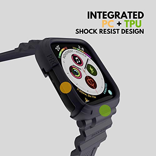 elkson Designed for Apple Watch Series 9/8/7/6/SE/5/4 [45/44mm], Quattro Pro Series Rugged Military Grade Protective Bumper Case with Strap Bands for iWatch, Blue - Image 3