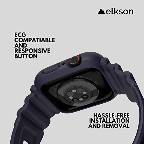elkson Designed for Apple Watch Series 9/8/7/6/SE/5/4 [45/44mm], Quattro Pro Series Rugged Military Grade Protective Bumper Case with Strap Bands for iWatch, Blue - Image 5