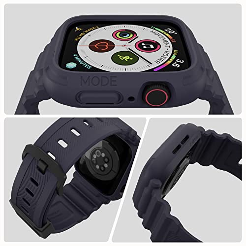 elkson Designed for Apple Watch Series 9/8/7/6/SE/5/4 [45/44mm], Quattro Pro Series Rugged Military Grade Protective Bumper Case with Strap Bands for iWatch, Blue - Image 2
