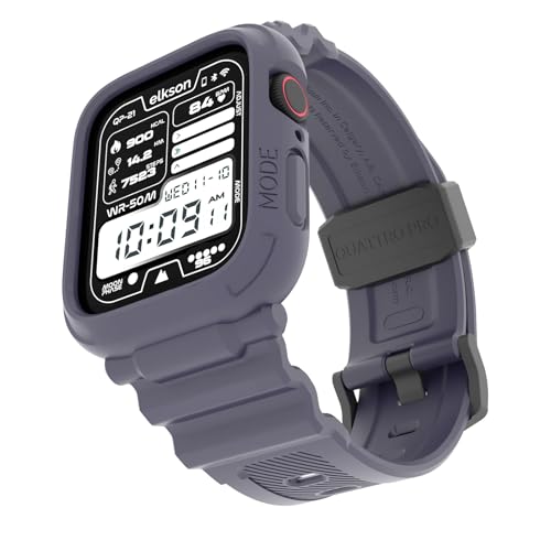 elkson Designed for Apple Watch Series 9/8/7/6/SE/5/4 [45/44mm], Quattro Pro Series Rugged Military Grade Protective Bumper Case with Strap Bands for iWatch, Blue - Image 1