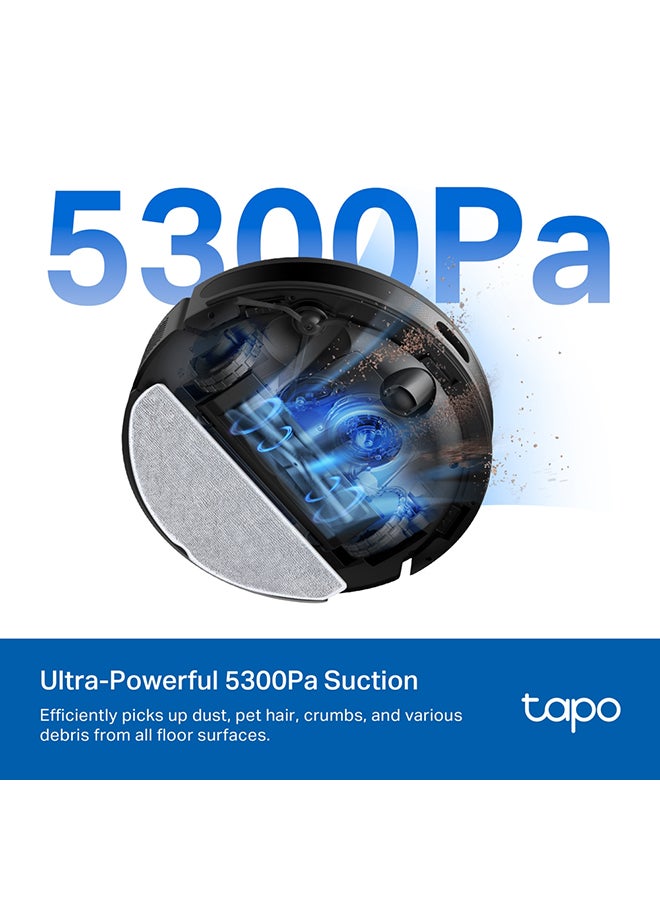 تي بي لينك روبوت مكنسة وممسحة Tapo RV20 Max بقوة شفط 5300Pa مع نظام ملاحة MagSlim™ LiDAR، تصميم فائق النحافة 83mm، تنظيف قابل للتخصيص، شحن تلقائي، وتحكم صوتي لتنظيف المنزل بكفاءة وشمولية. - Image 2