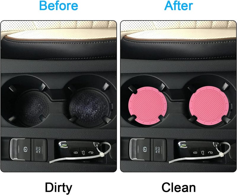 wisdompro Car Coasters, 4 Pack PVC Car Cup Holder Insert Coaster - Anti Slip Universal Vehicle Interior Accessories Cup Mats for Women - Image 5