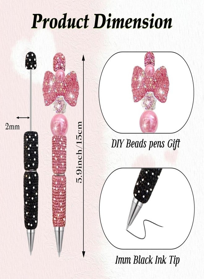KUNHEHO 7Pcs Glitter Beadable Pens Full Rhinestone Fancy Pens for Beads Cute Journalling Pens for Women Fun Bling Ballpoint Pens Tween girls Gifts Trendy Stuff - Image 2