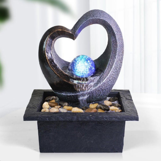 WATER GARDEN ZEN FOUNTAIN WITH LED LIGHT FOUNTAIN FENGSHUI INDOOR DECORATION ZEN MEDITATION WATERFALL WSUBMERSIBLE PUMP