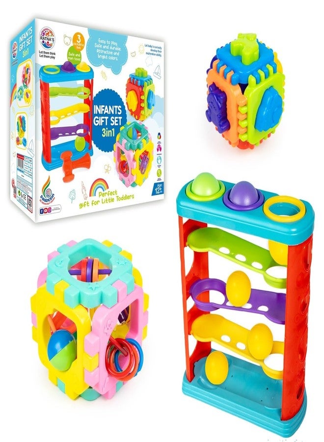 Space Enterprises Space Emterprises Containing Set Hammer Ball Cube Rattle and Nursery Montessori Learningb and Toddlers Toy for Kids (Multicolor) - Image 1