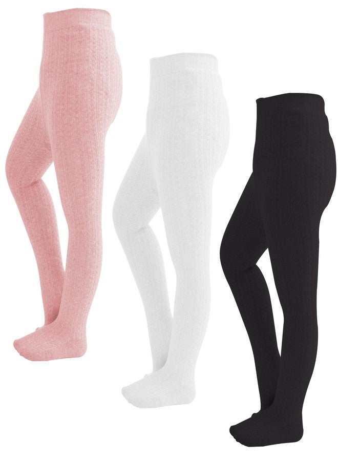 Marchare Baby Girls Tights Cable Knit Tights 2-4 Thick Solid Footed Leggings Winter Warm Stockings - Image 1