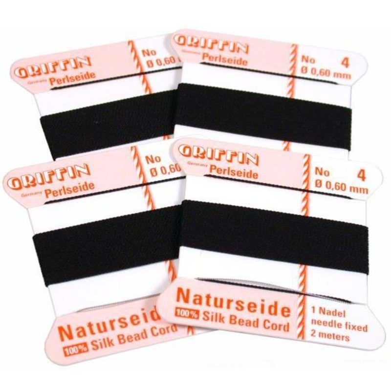 Griffin Silk Griffin Bead Stringing Cord 4 Black 4Pcs