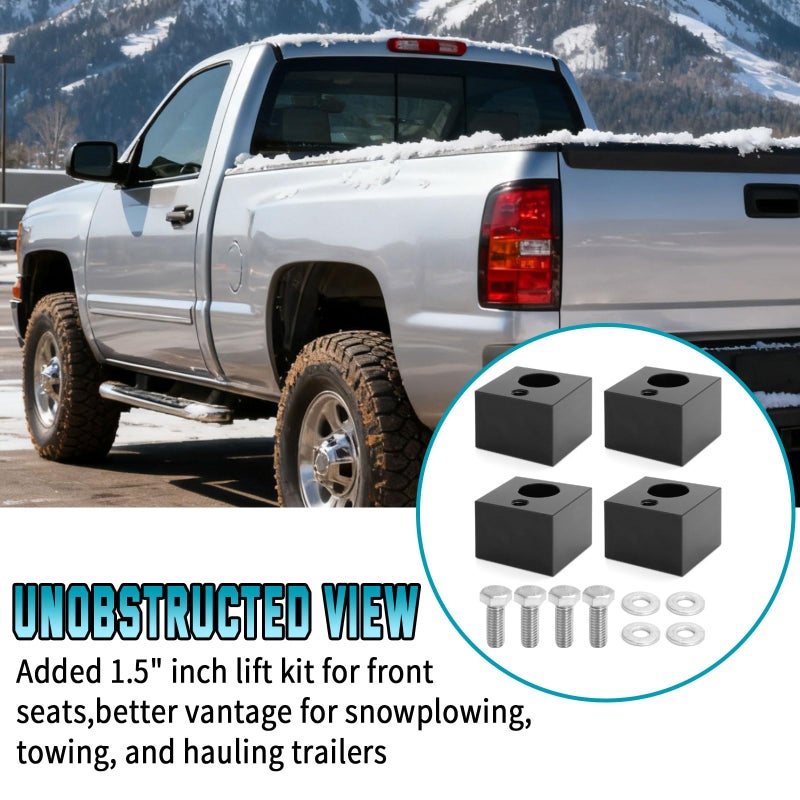Alpha Rider 1.5" Seat Lift Spacer Kit for 1999-2013 Chevy Silverado GMC Sierra 1500 2500 3500 Billet Aluminum Black 4pcs - Image 4