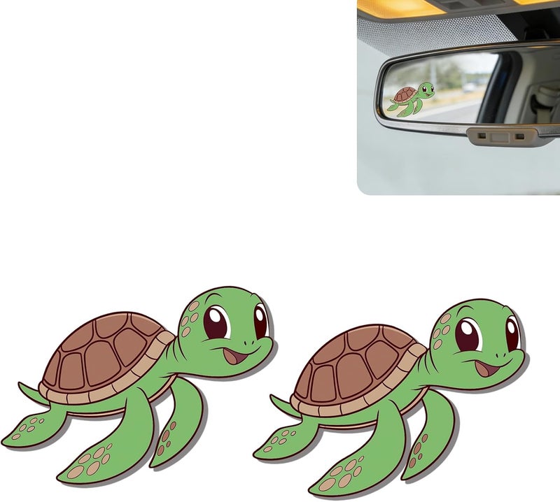 DoYoMo 2Pack Sea Turtle Car Mirror Decal - Cute Moo-tivational Rear View Mirror Sticker,Waterproof Vinyl Car Decals,Turtles Car Accessories Decor,Turtle Lovers Gifts for Women Men - Image 1